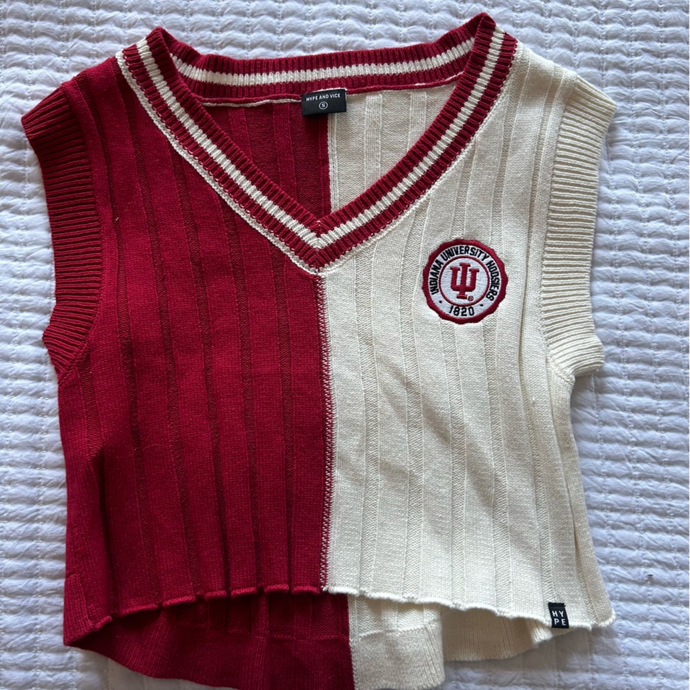 NWOT Hype & Vice Indiana Hoosiers Gameday Sweater Vest Top